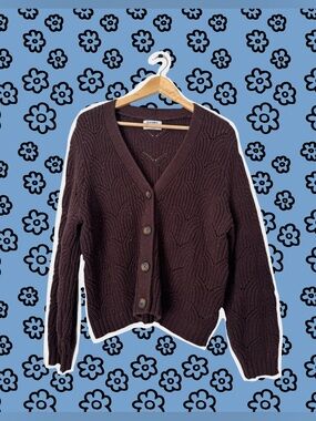 Old Navy Dark Brown Cable Knit Button-Front Cardigan